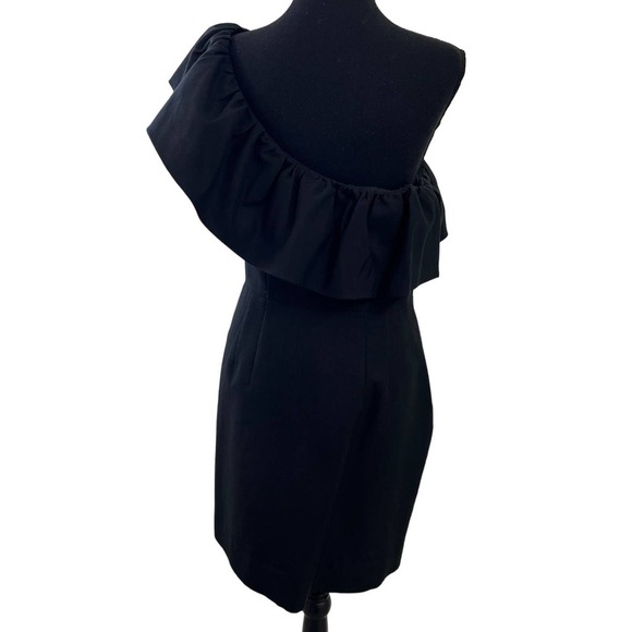 Rebecca Taylor Black One Shoulder Ruffle Dress 8 - Picture 3 of 5